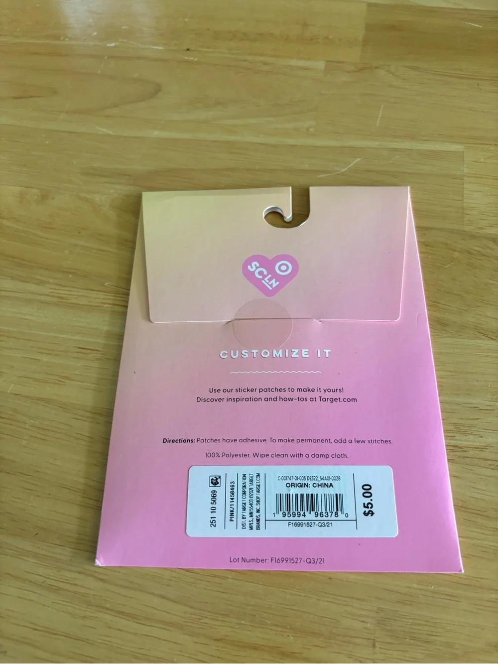 Stoney Clover Lane x Target Pink 'B' Embroidered Sticker Patch with Gold Trim